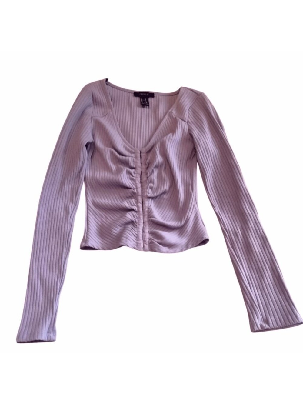Forever 21 Crop Top Ribbed Lavender Long Sleeve Womens M Y2K